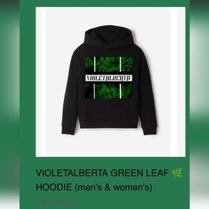 Black Hoodie with Green Leaf Design